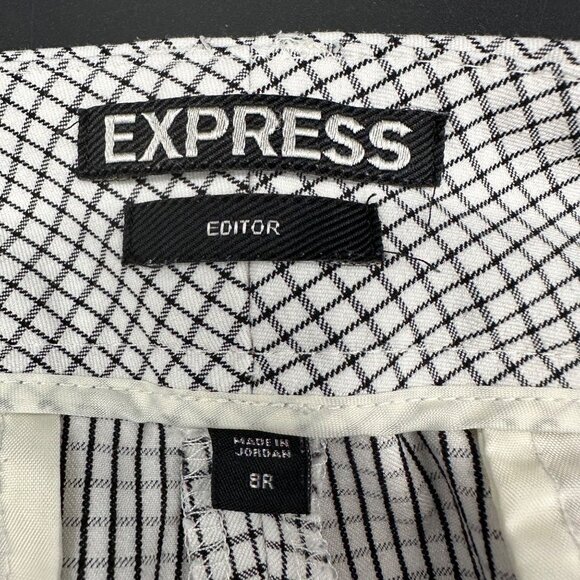 Express Editor Womens Pants Black White Checkered Plaid Business Casual 8 Reg - Picture 4 of 7